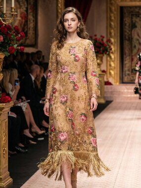 Luxury Runway Glamorous 3D Roses Lace Party Prom Cocktail Evening Wedding Dress